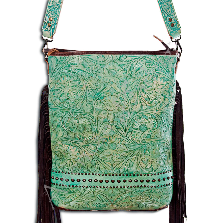 American Darling Hand Tooled Leather Large Cross body Bag - Uhorse