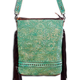 American Darling ADBG394TR Messenger Hand Tooled Genuine Leather Women Bag Western Handbag Purse