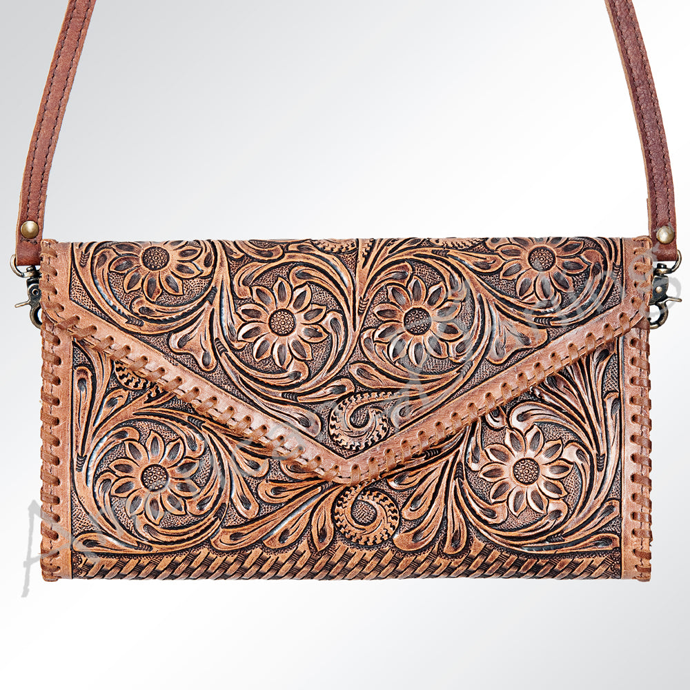 Tooled Leather Envelope Crossbody