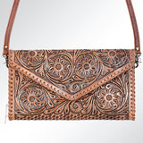 American Darling ADBG395BR Envelope Hand Tooled Genuine Leather Women Bag Western Handbag Purse