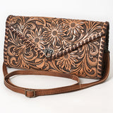 American Darling ADBG395BR Envelope Hand Tooled Genuine Leather Women Bag Western Handbag Purse