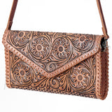 American Darling ADBG395BR Envelope Hand Tooled Genuine Leather Women Bag Western Handbag Purse