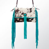 American Darling Wallet Bag Handcrafted from Hair-On Cowhide & Genuine Leather with Fringes, Concho, and YKK Zipper