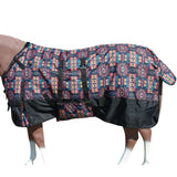 Hilason 600D Winter Waterproof Horse Turnout Blanket Belly Wrap Black Aztec