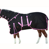 76 In Hilason 1200D Turnout Winter Horse Neck Cover Belly Wrap Sheet Black - Uhorse