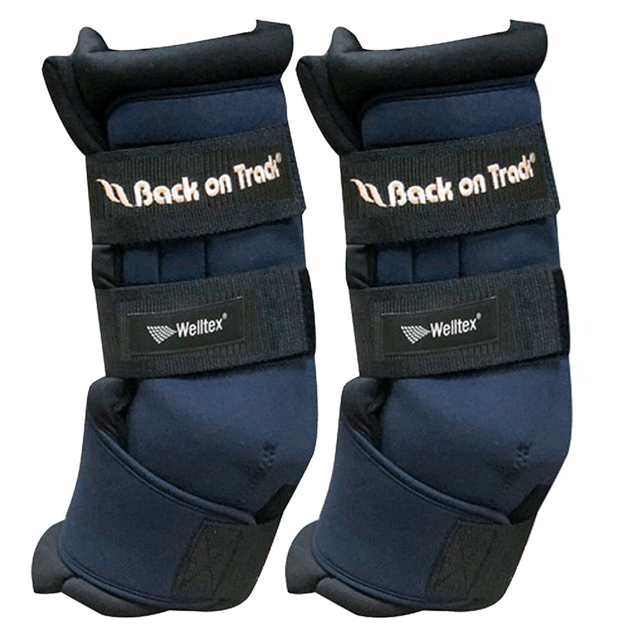 Navy nylon horse leg boots with black straps - Uhorse