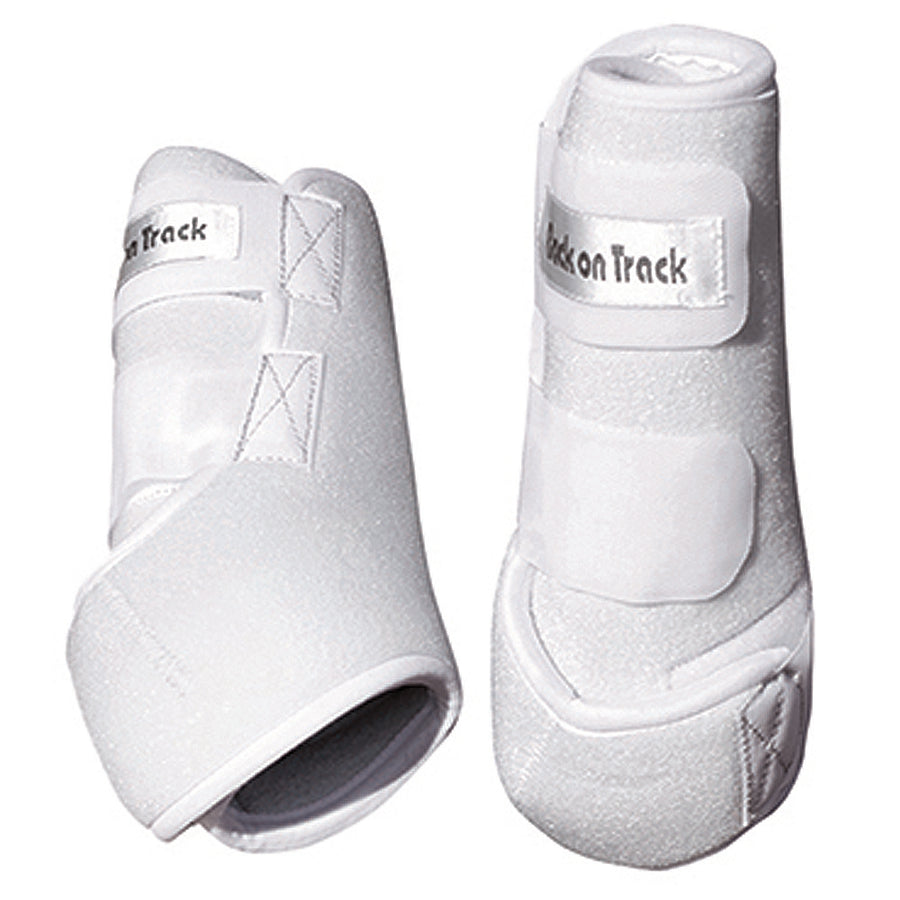 White synthetic horse leg boots with velcro closures - Uhorse