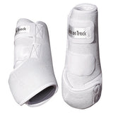 White synthetic horse leg boots with velcro closures - Uhorse