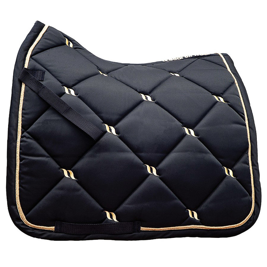 Black quilted saddle pad with gold trim - Uhorse