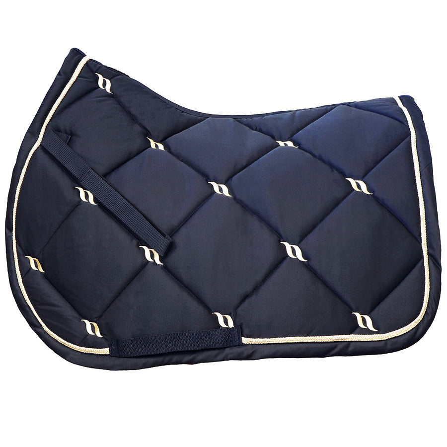 Navy quilted saddle pad with cream piping - Uhorse