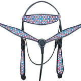 Western Horse Headstall Breast Collar Set American Leather Fish Hilason