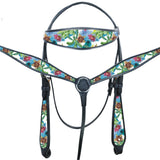 Western Horse Headstall Breast Collar Set American Leather  Hilason