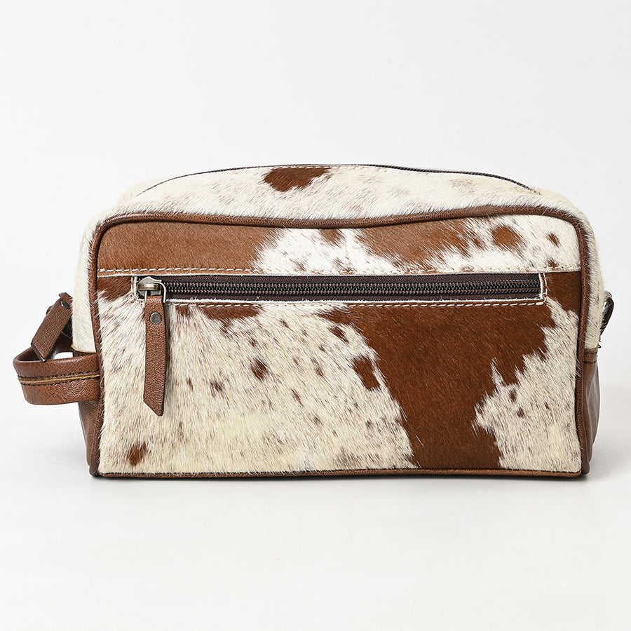American Darling Toiletry Bag Handcrafted from Hair-On Cowhide and Genuine Leather with YKK Zipper and Large Capacity