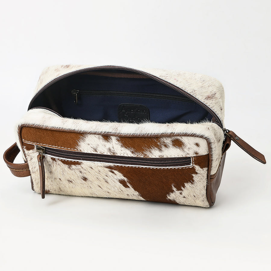 American Darling Toiletry Bag Handcrafted from Hair-On Cowhide and Genuine Leather with YKK Zipper and Large Capacity