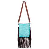 American Darling Messenger Hand Tooled Hair On Genuine Leather W.