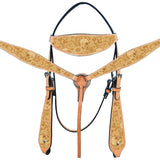 HILASON Western Horse Headstall Breast Collar Set American Leather Skull | Leather Headstall | Leather Breast Collar | Tack Set for Horses | Horse Tack Set