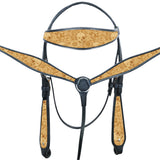 HILASON Western Horse Headstall Breast Collar Set American Leather Skull | Tack for Horses