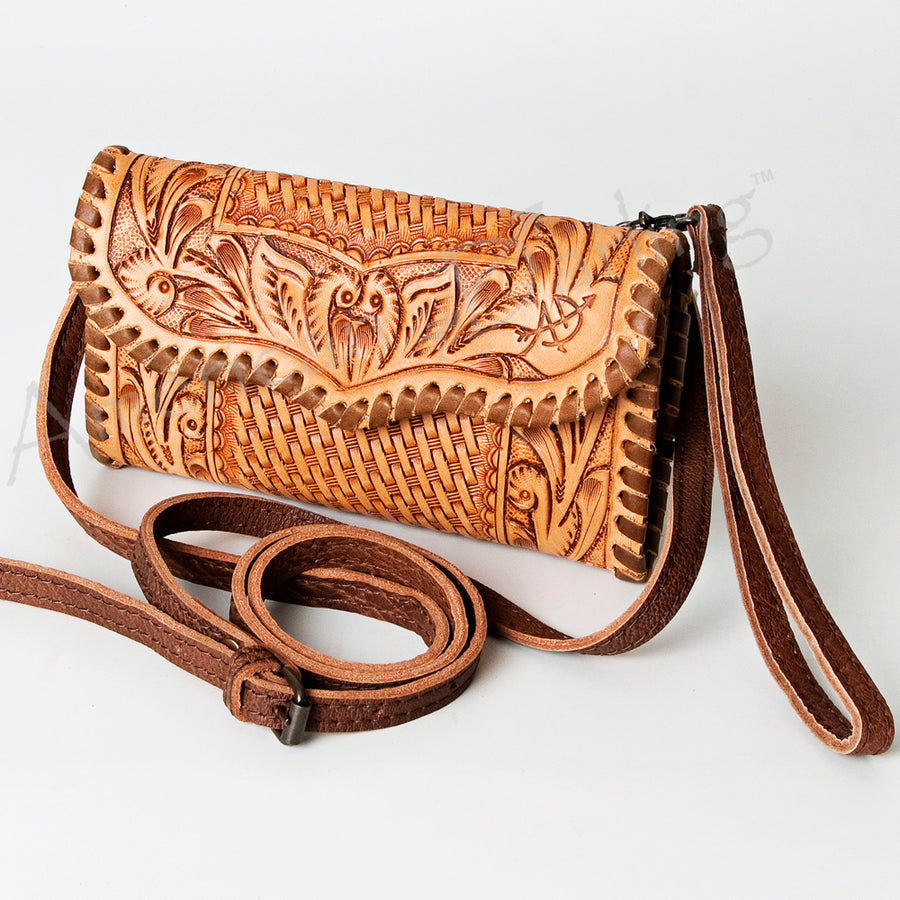 American Darling Hand Tooled Leather Wallet Bag - Uhorse