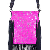 American Darling ADBGS192PKACSLBK Messenger Hair On Genuine Leather Women Bag Western Handbag Purse