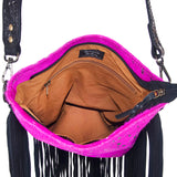 American Darling ADBGS192PKACSLBK Messenger Hair On Genuine Leather Women Bag Western Handbag Purse