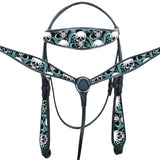 HILASON Western Horse Headstall Breast Collar Set American Leather | Tack for Horses