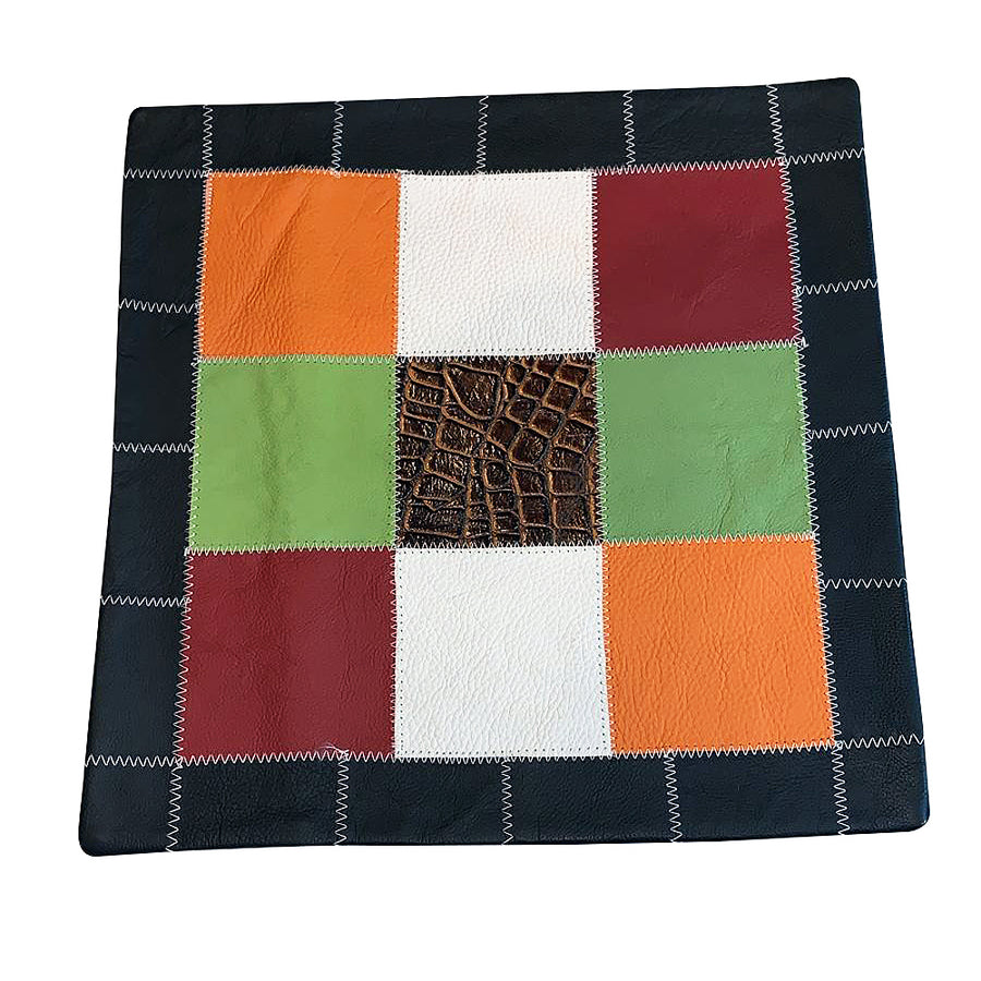 Cowhide Leather Patchwork Cushion Pillow Cover by Hilason – Cowboy and equestrian accessories