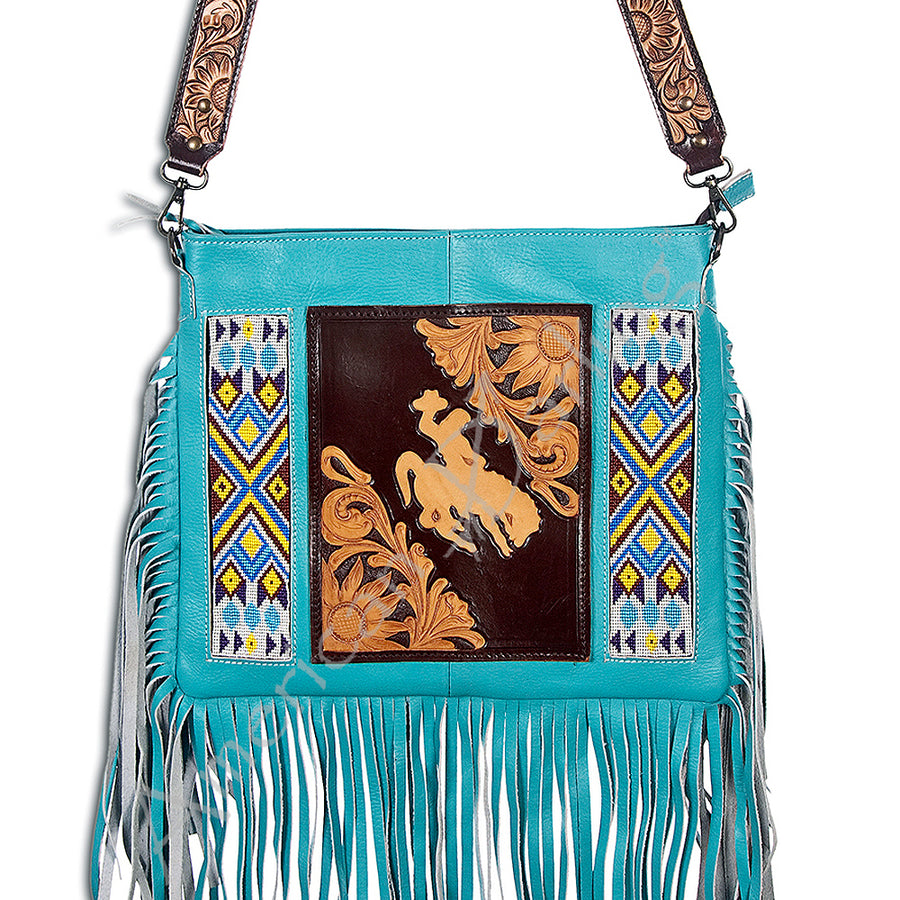 American Darling ADBG457 Hand Tooled Genuine Leather Women Bag W. by Hilason – Cowboy and equestrian accessories