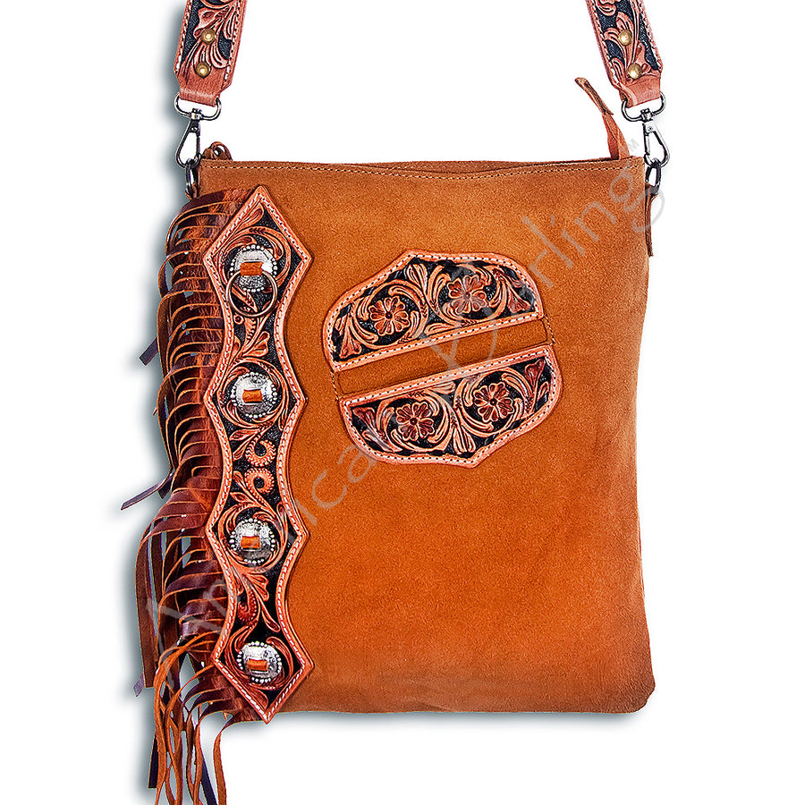 ADBG470 American Darling Hand Tooled Genuine Leather Women Bag W. by Hilason – Cowboy and equestrian accessories