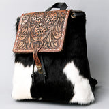 Pink sequin leather backpack with tooled flap - Uhorse
