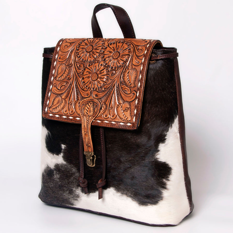 American Darling Backpack Hand Tooled Hair on Genuine Leather Western Women Bag | for Laptop School Purse Travel - Hilason