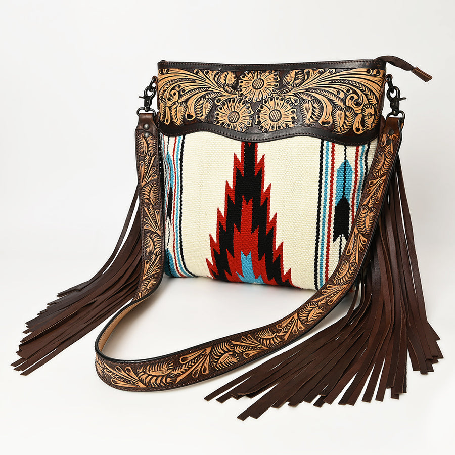 American Darling Cross Body Hand Tooled Saddle Blanket Genuine Leather Western Women Bag Handbag Purse | Crossbody - Hilason