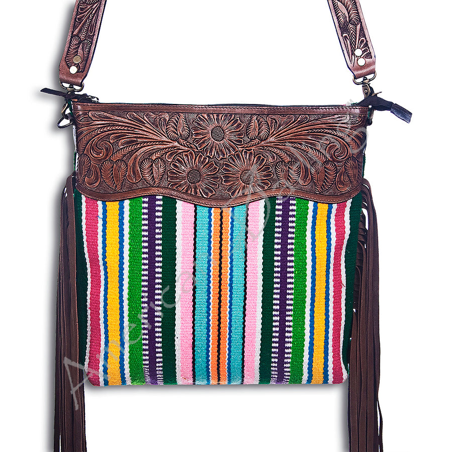American Darling Cross Body Hand Tooled Saddle Blanket Genuine Leather Western Women Bag Handbag Purse | Crossbody - Uhorse