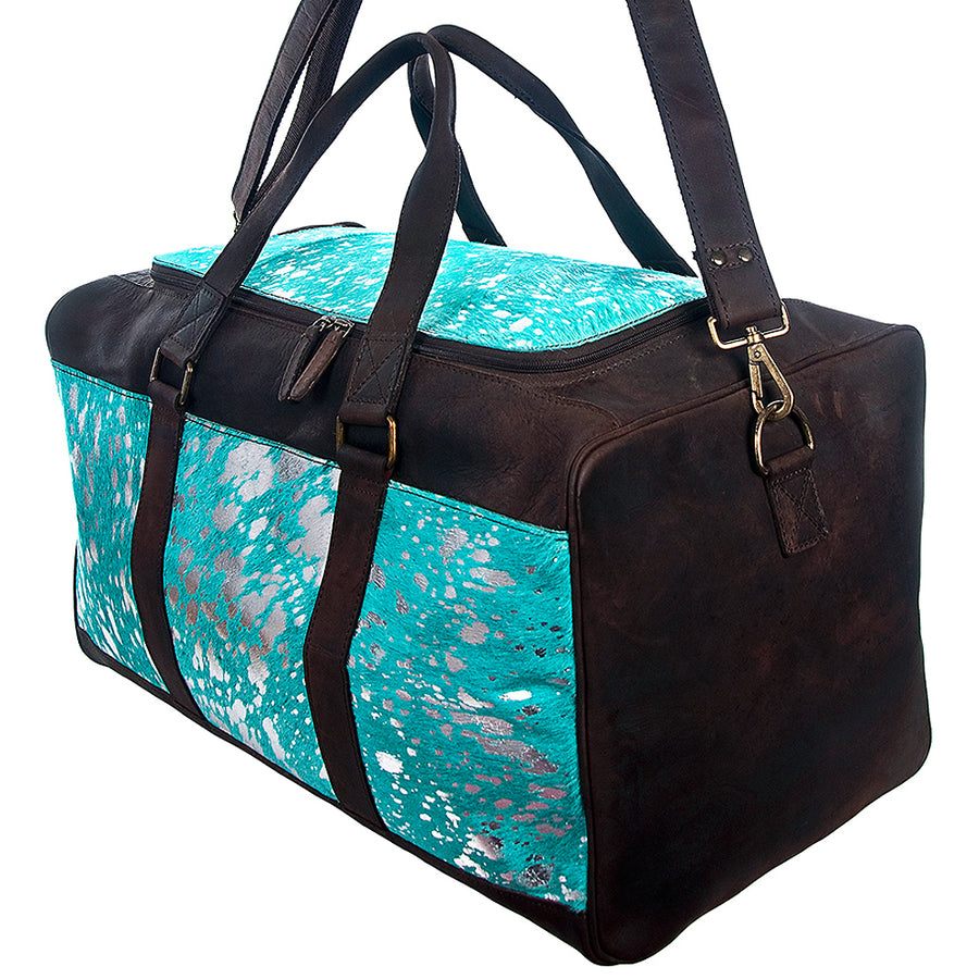 American Darling Duffel Bag Handcrafted from Hair-On Cowhide and Genuine Leather with YKK Zipper and Large Capacity