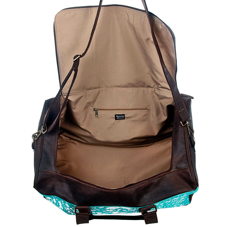American Darling Duffel Bag Handcrafted from Hair-On Cowhide and Genuine Leather with YKK Zipper and Large Capacity