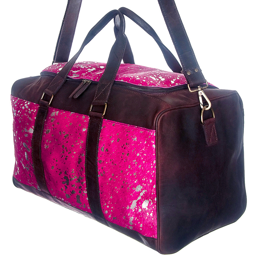 American Darling Duffel Bag Handcrafted from Hair-On Cowhide and Genuine Leather with YKK Zipper and Large Capacity