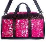 American Darling ADBG474BRWBK Duffel Hair On Genuine Leather Women Bag Western Handbag Purse