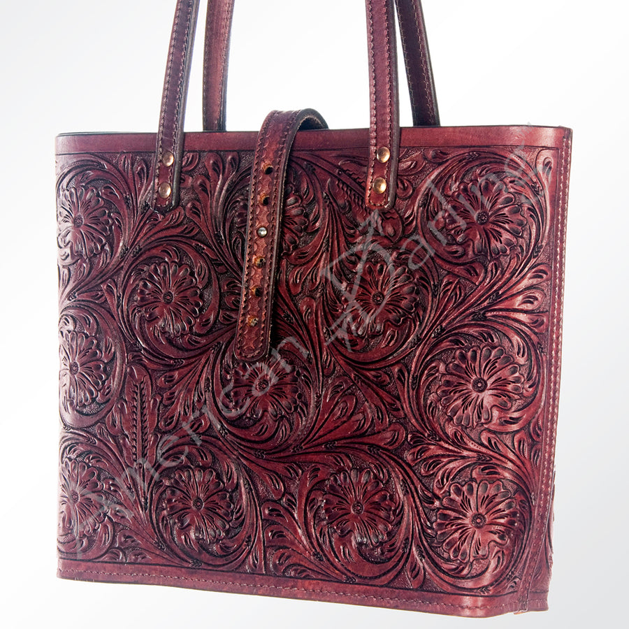 American Darling ADBG477BR Tote Hand Tooled Genuine Leather Women Bag by Hilason – Cowboy and equestrian accessories