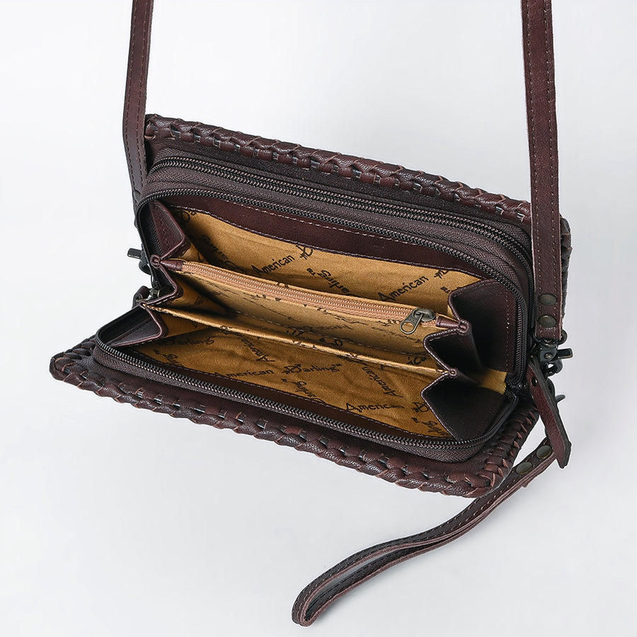 American Darling Organiser Bag Handcrafted from Crocodile Embossed Genuine Leather with YKK Zipper and Detachable Strap