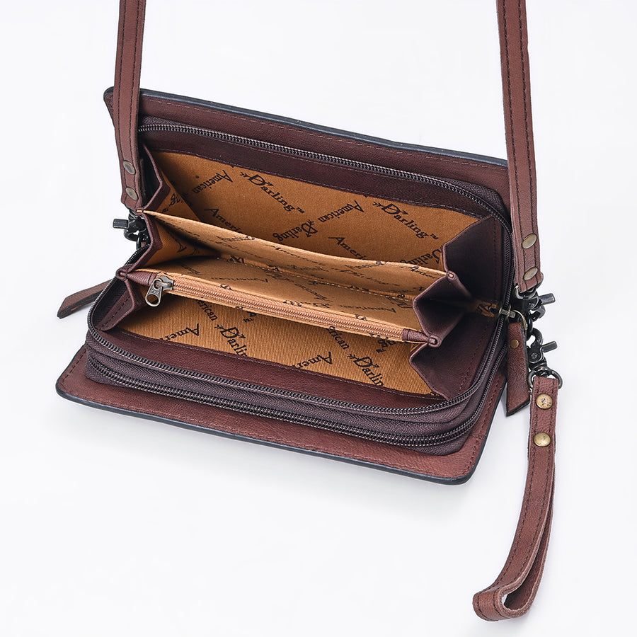 American Darling Organizer Saddle Blanket Genuine Leather Western Women Bag Handbag Purse | for Cute Travel