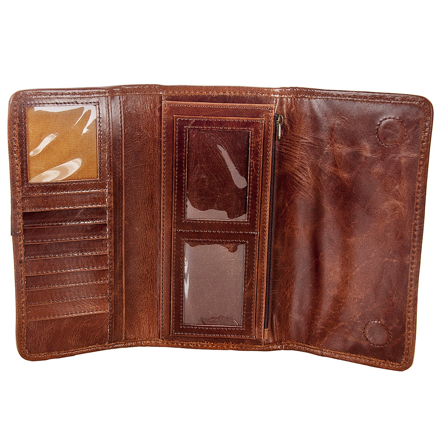 American Darling Western Wallet Bag Hair-On Cowhide Genuine Vegetable Tanned Leather Travel Clutch with YKK Zipper