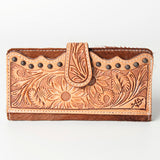 American Darling ADBG487BR Wallet Hand Tooled Hair On Genuine Leather Women Bag Western Handbag Purse