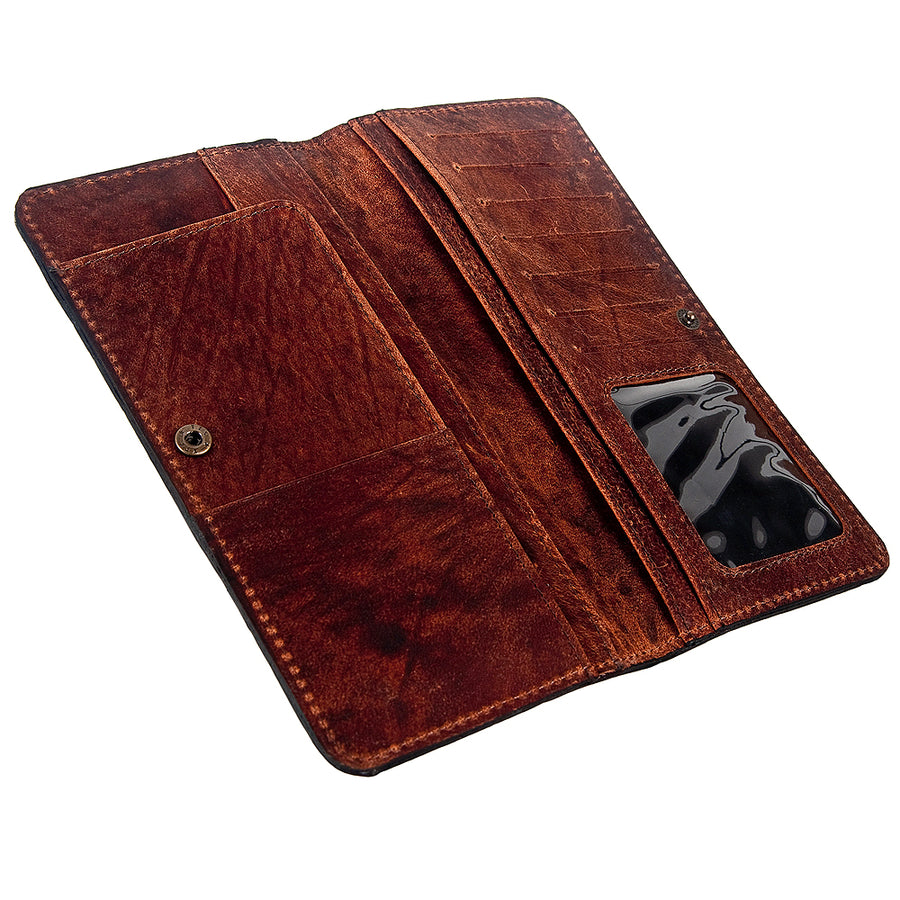 American Darling Western Clutch Bag Hand Tooled Floral Carved Genuine Vegetable Tanned Leather Purse with YKK Zipper