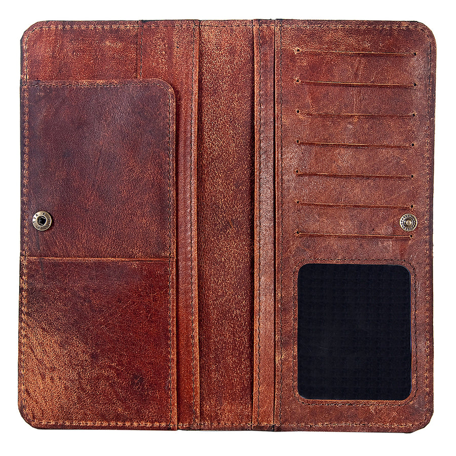 American Darling Western Wallet Bag Hand Tooled Floral Carved Genuine Vegetable Tanned Leather Purse with YKK Zipper