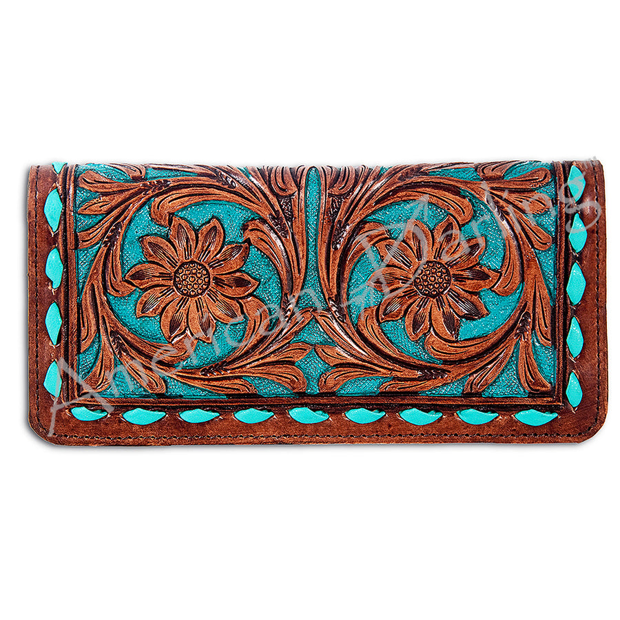 American Darling Hand Tooled Floral Leather Western Wallet Bag - Uhorse