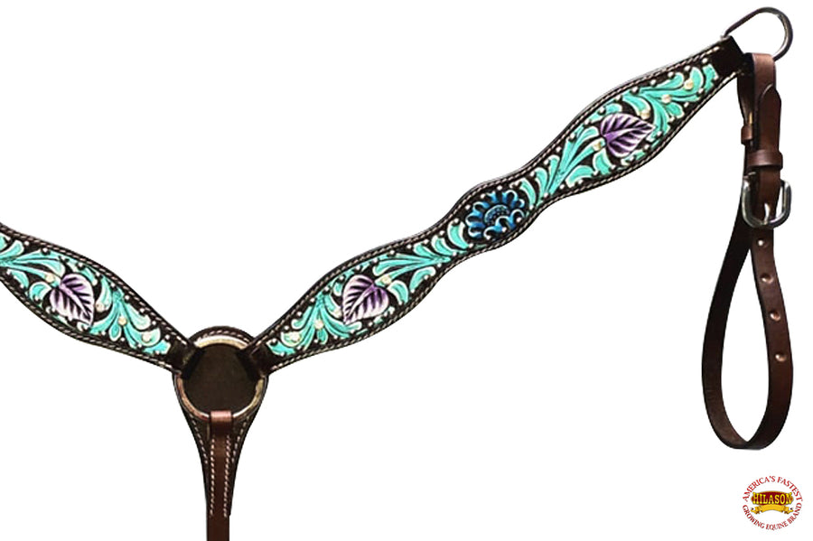 HILASON Western Horse Breast Collar American Leather Floral Carving | for Horses