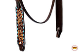 HILASON Western Horse Headstall & Breast Collar American Leather Carved Tan Black
