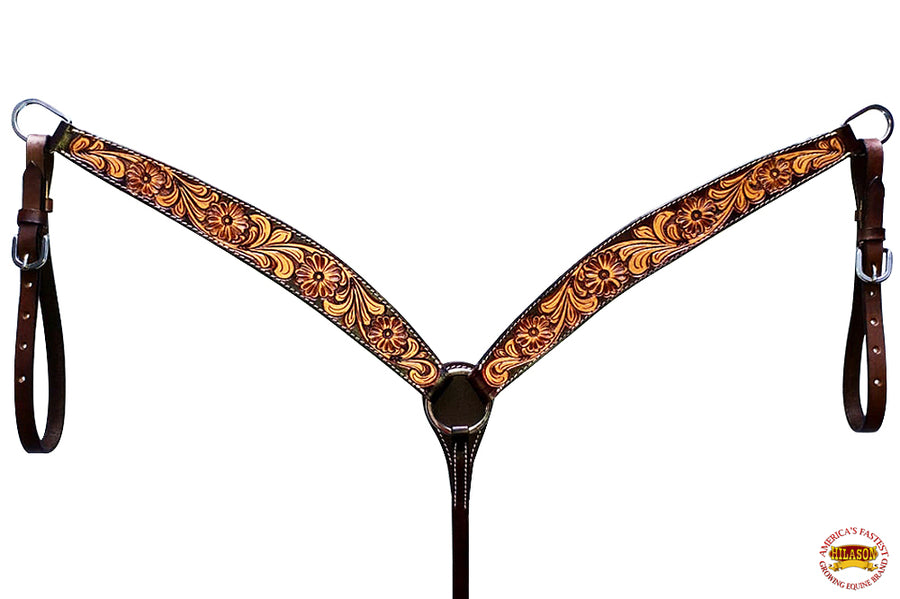 HILASON Western Horse Headstall & Breast Collar American Leather Brown | Tack Set for Horses