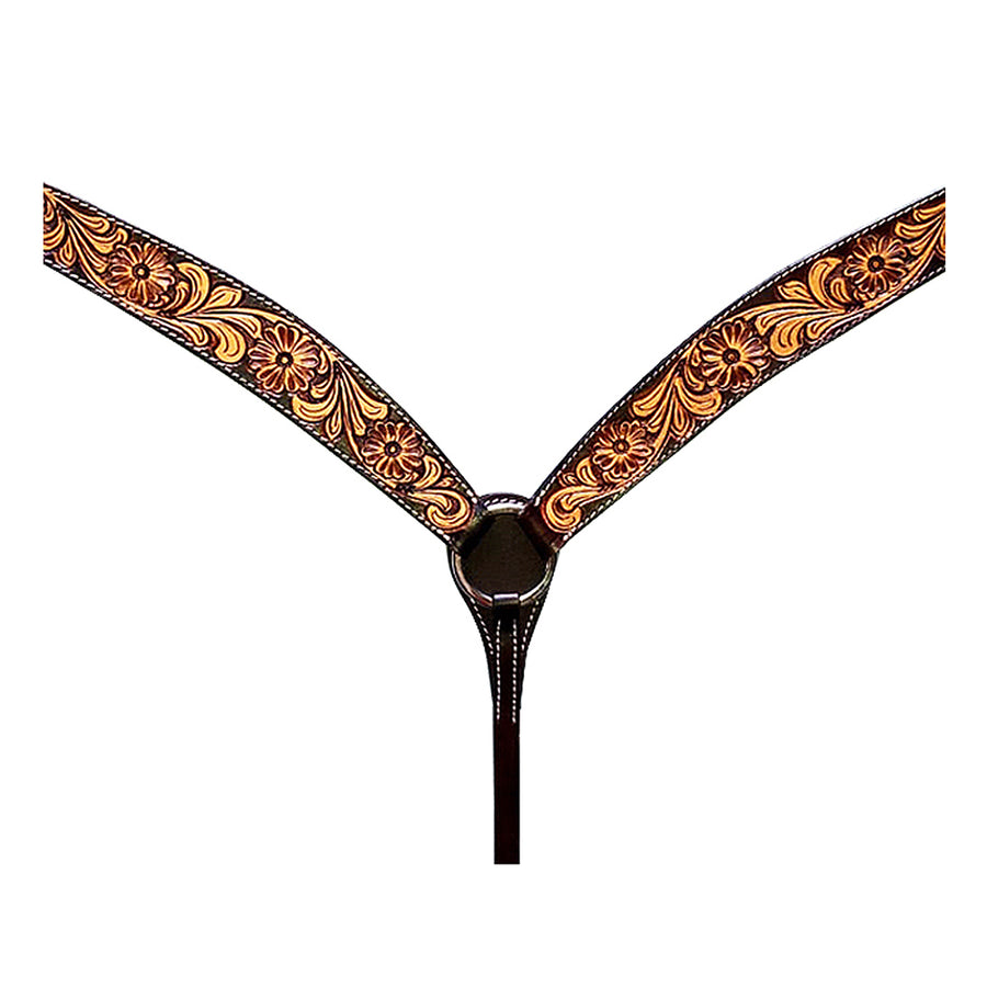 W. H. Breast Collar American Leather Carved Tan HILASON by Hilason – Cowboy and equestrian accessories