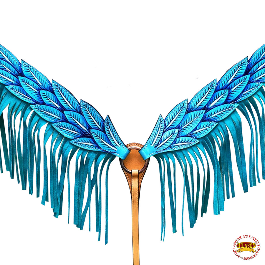 W. H. Headstall Breast Collar Set American Leather Angel Wings by Hilason – Cowboy and equestrian accessories
