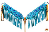 Western Horse Headstall Breast Collar Set American Leather Angel Wings Turquoise